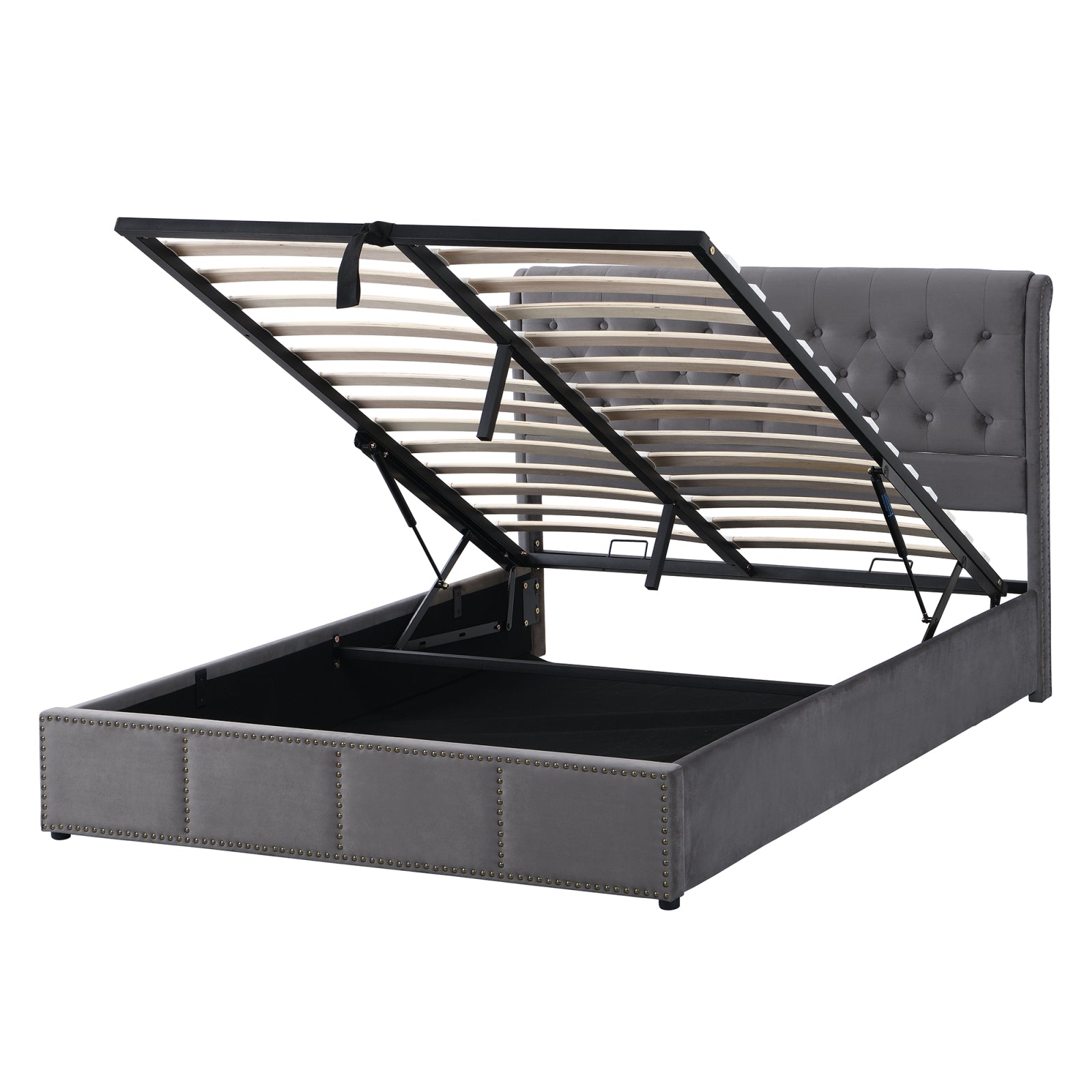 Lit coffre double 160x200 revêtement velours