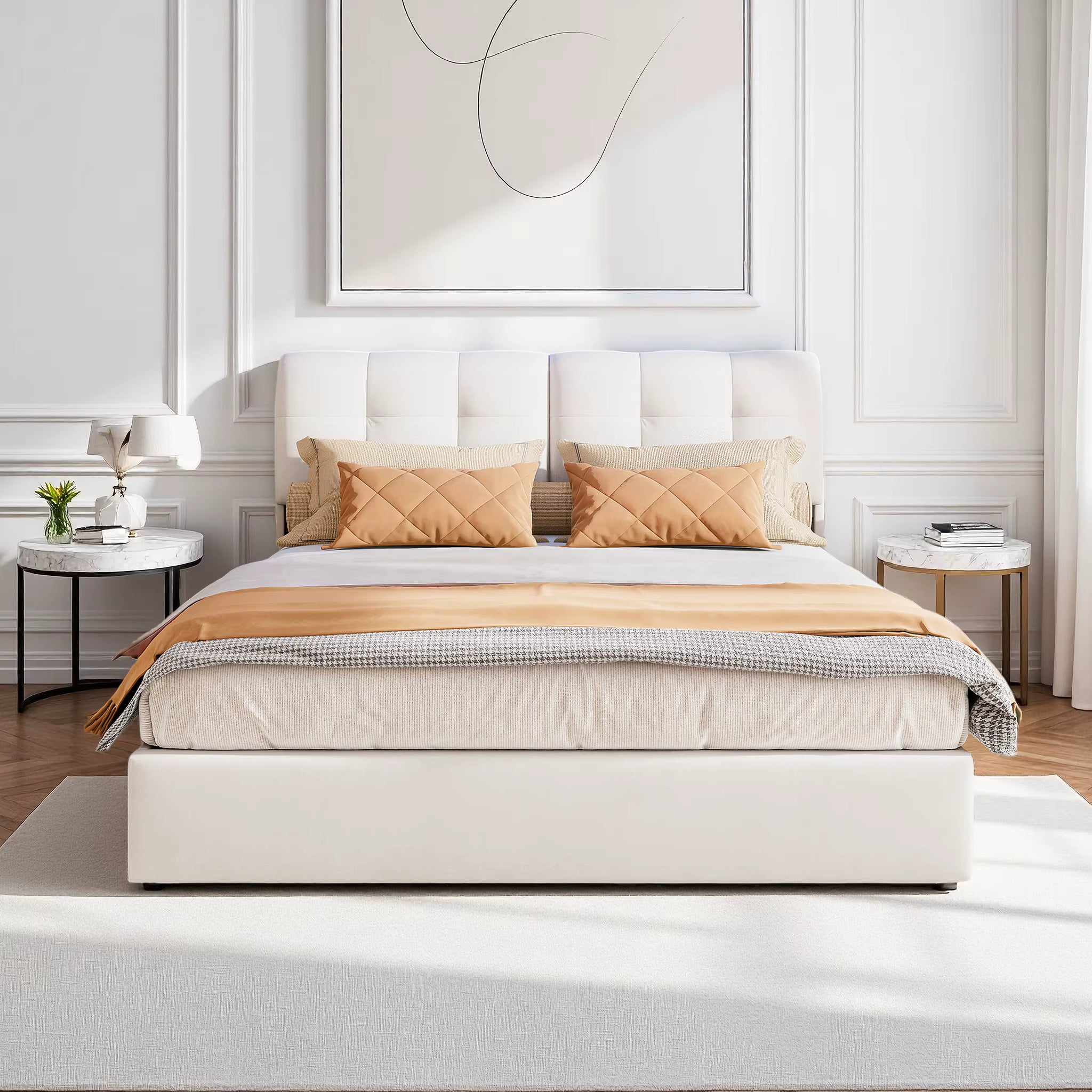 Lit coffre double 160x220 bandeau LED